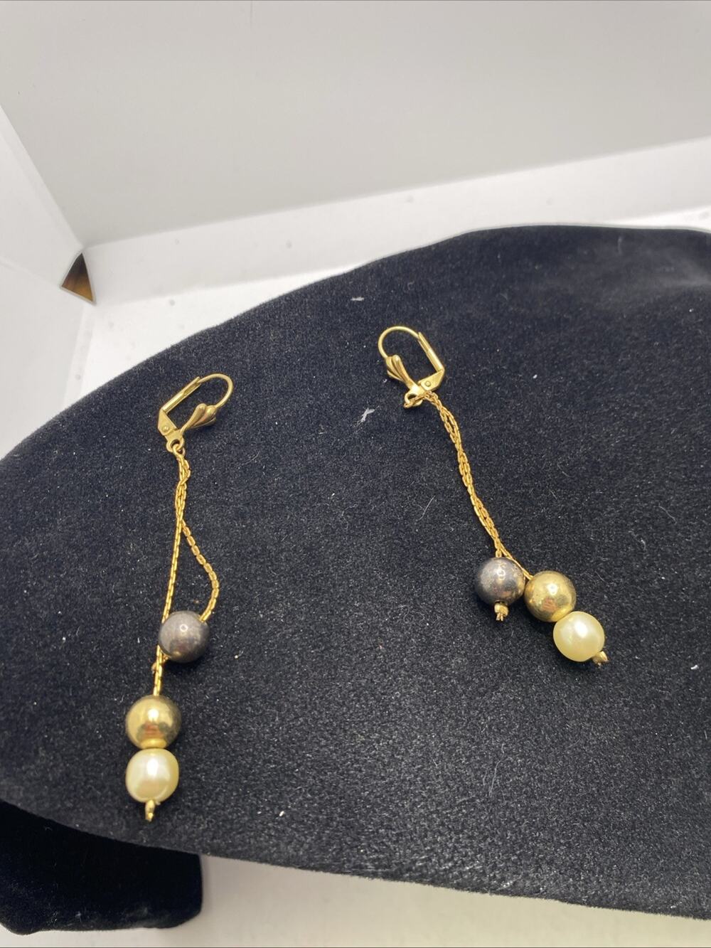 Womens Gold Tone Beaded Dangle Earrings